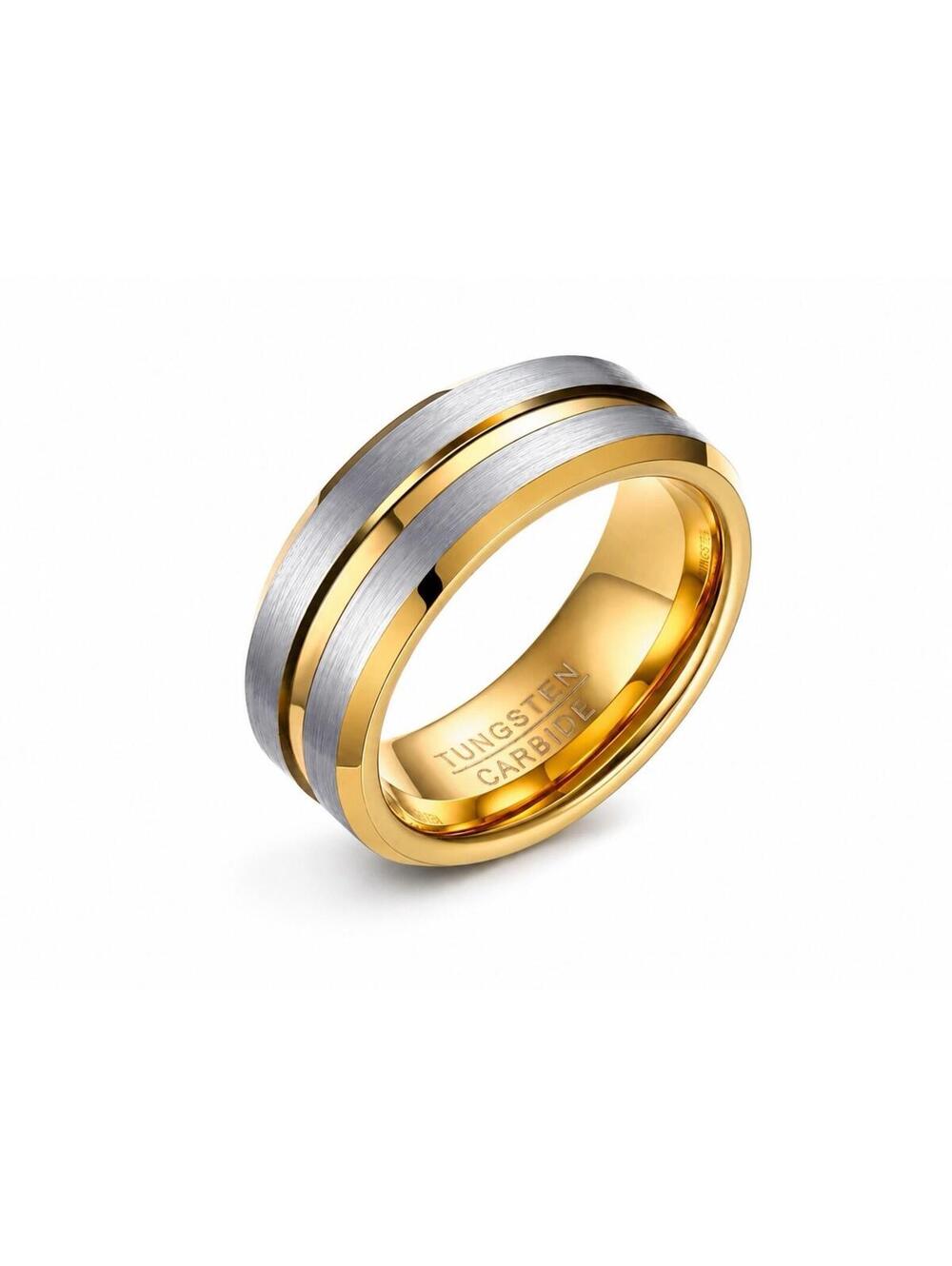 Gold Silver Tungsten Carbide Men's 8MM Wedding Band Brushed Comfort Ring Size 6